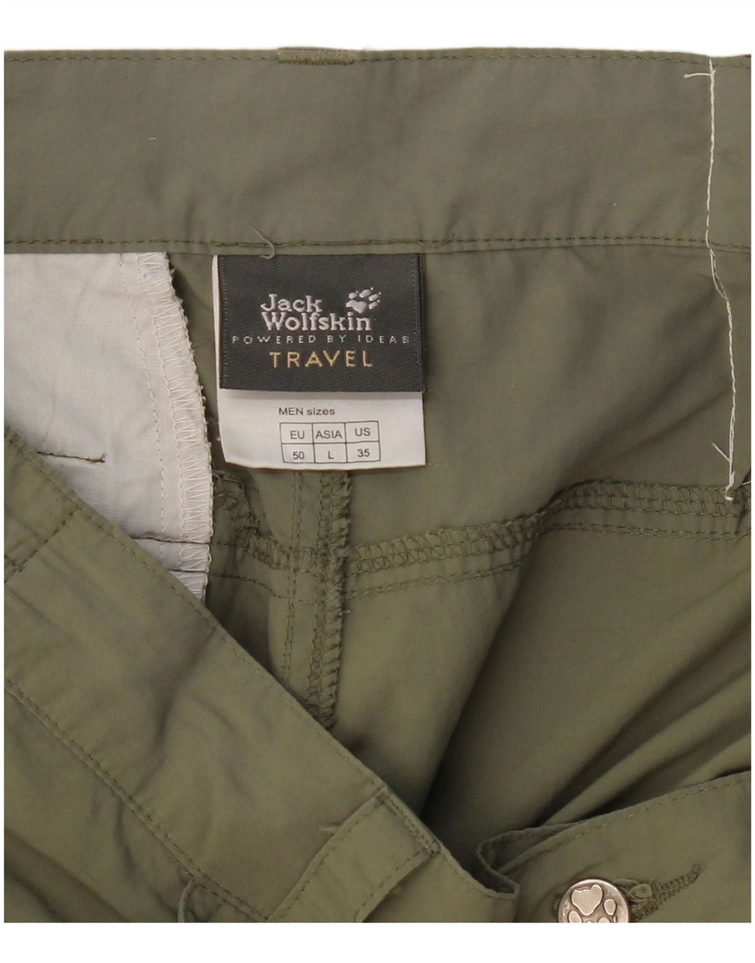 JACK WOLFSKIN Pantalon cargo droit de voyage pour homme Large W34 L30 Kaki