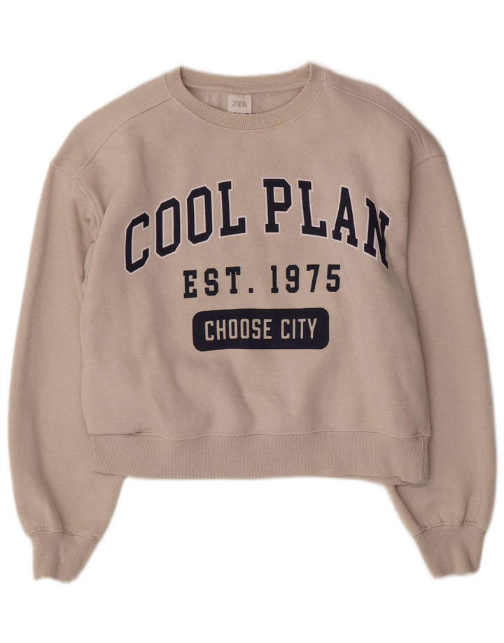 Zara Sweat-shirt Crop Graphic Fille 13-14 ans Blanc