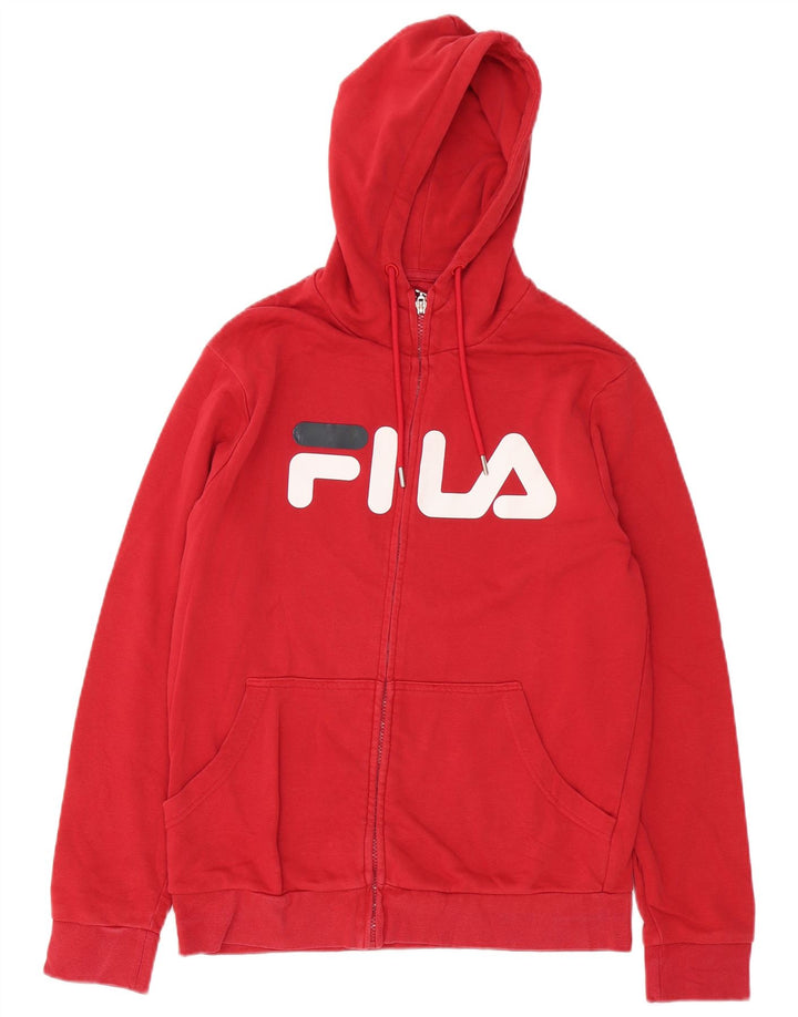 Fila Sweat à Capuche Zippé Graphique Homme Rouge Moyen Coton
