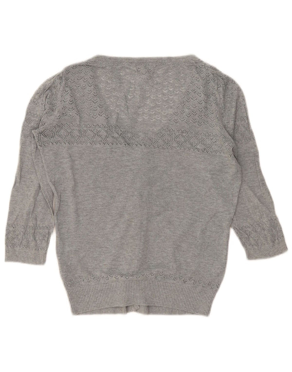 Fat Face Cardigan à manches 3/4 pour femme en coton gris Taille 36