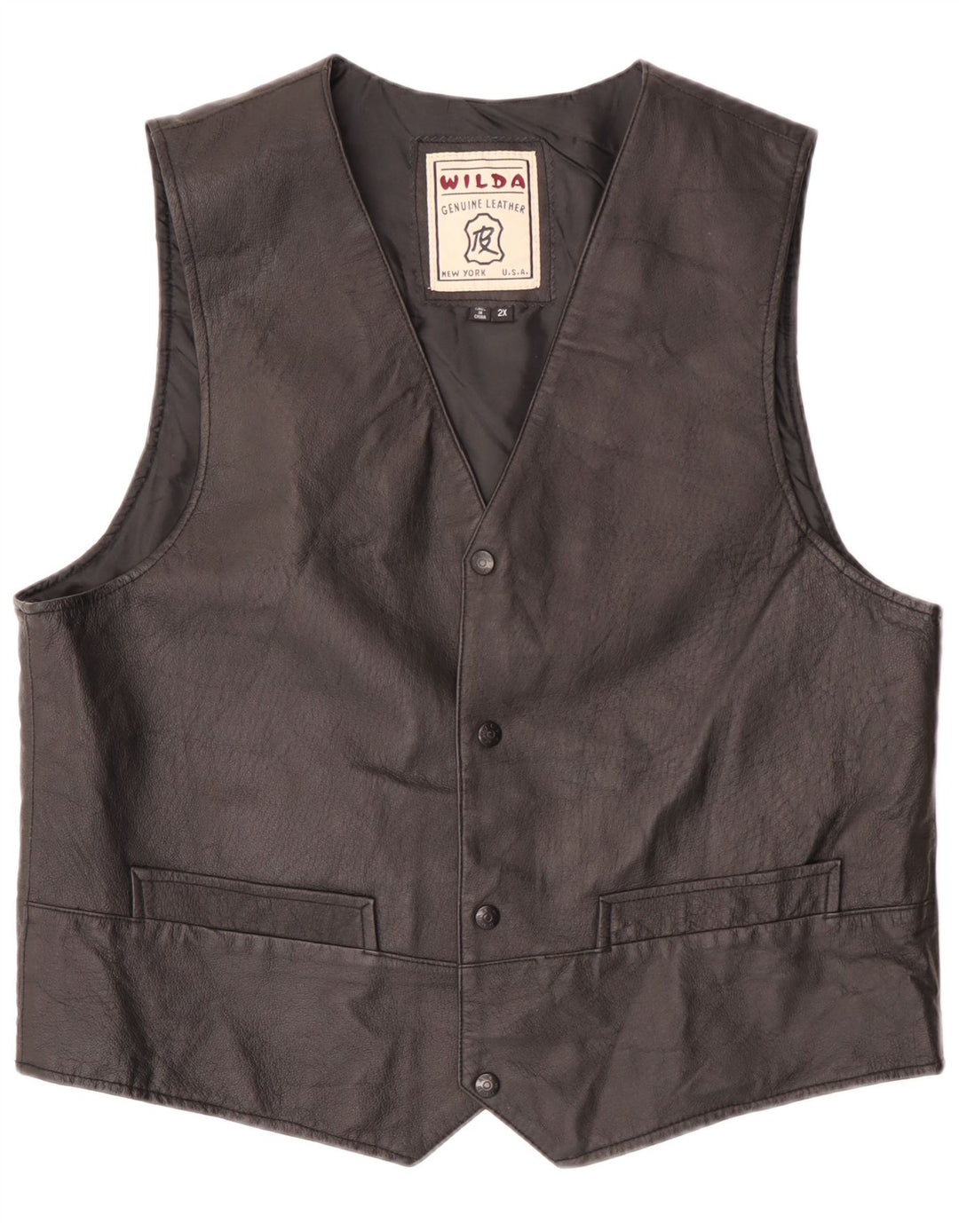 Wilda Gilet en cuir pour homme 2XL Cuir noir