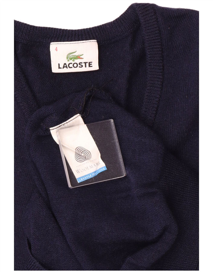 Lacoste Pull col V pour homme Taille 4 Laine bleu marine moyen