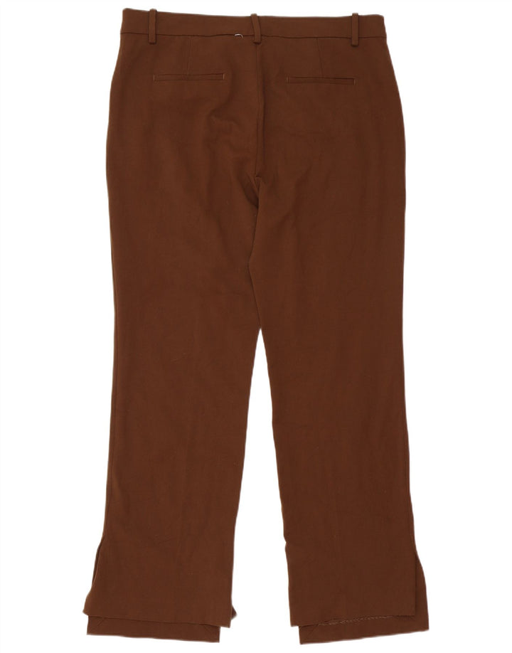 Pantalon Chino Droit Femme Zara Large W34 L31 Marron Polyester