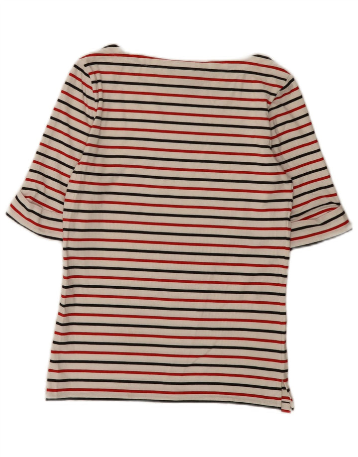 Ralph Lauren Haut pour femme à manches 3/4 UK 12 moyen blanc rayé