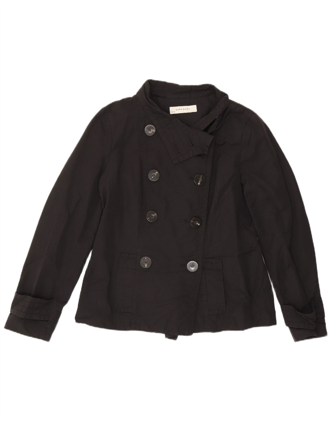 Zara Femme Caban Court UK 18 XL Coton Noir