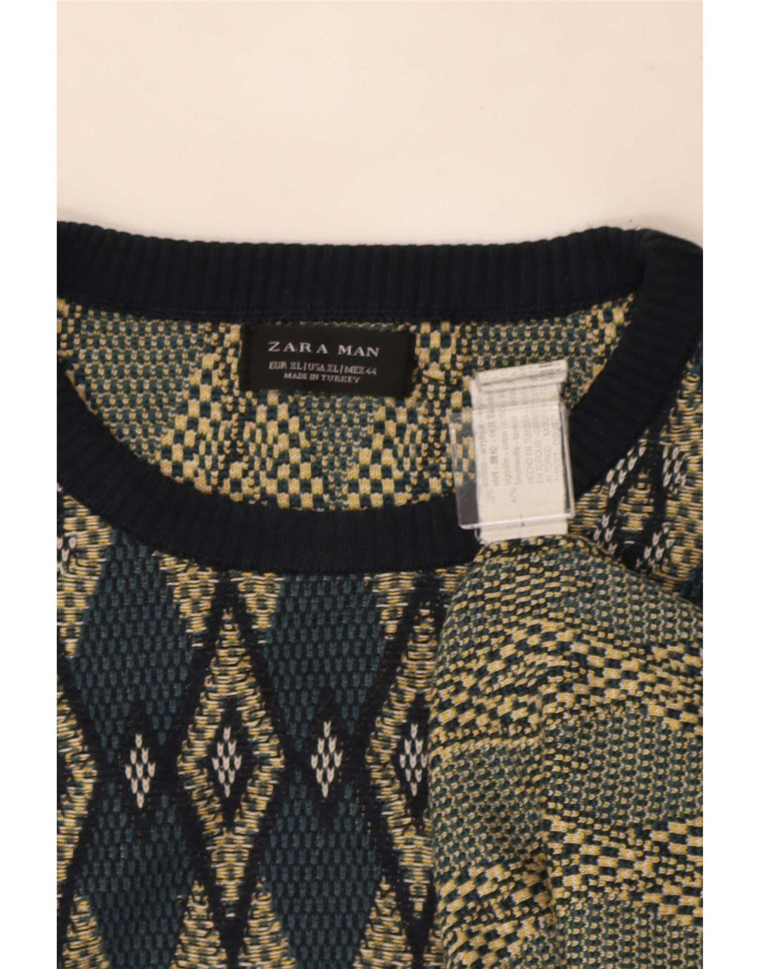 Zara Pull ras du cou pour homme XL Multicolore Argyle/Diamond Acrylique