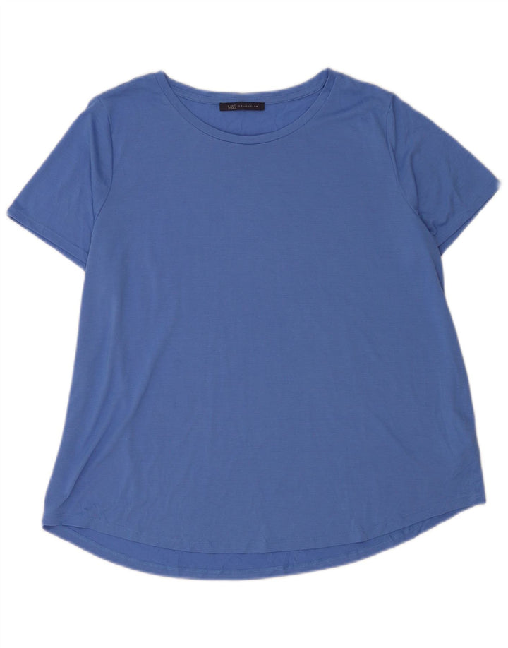 Marks & Spencer T-Shirt Femme Top UK 20 2XL Bleu Polyester