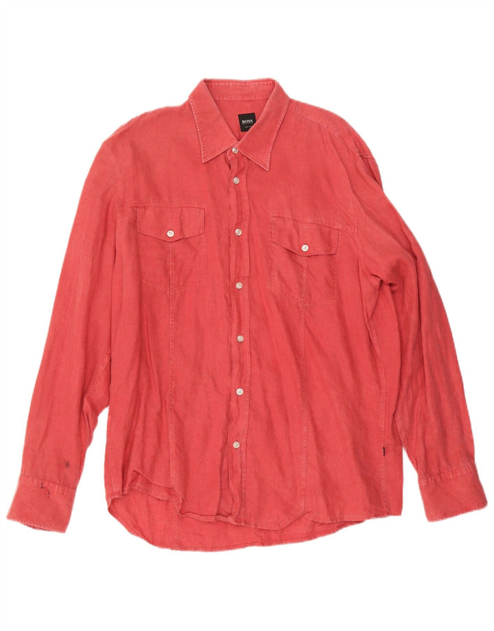 Hugo Boss Chemise Slim Fit XL Lin Rouge