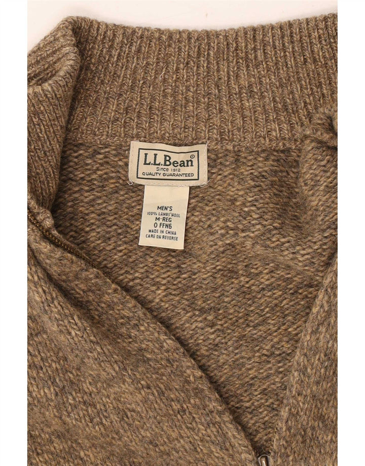 L.L.Bean Cardigan entièrement zippé pour homme en laine d'agneau mouchetée beige moyen