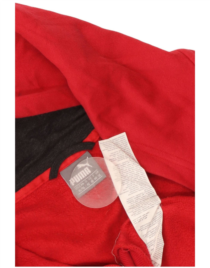 PUMA Pull à capuche zippé pour femme UK 16 Large Rouge Coton