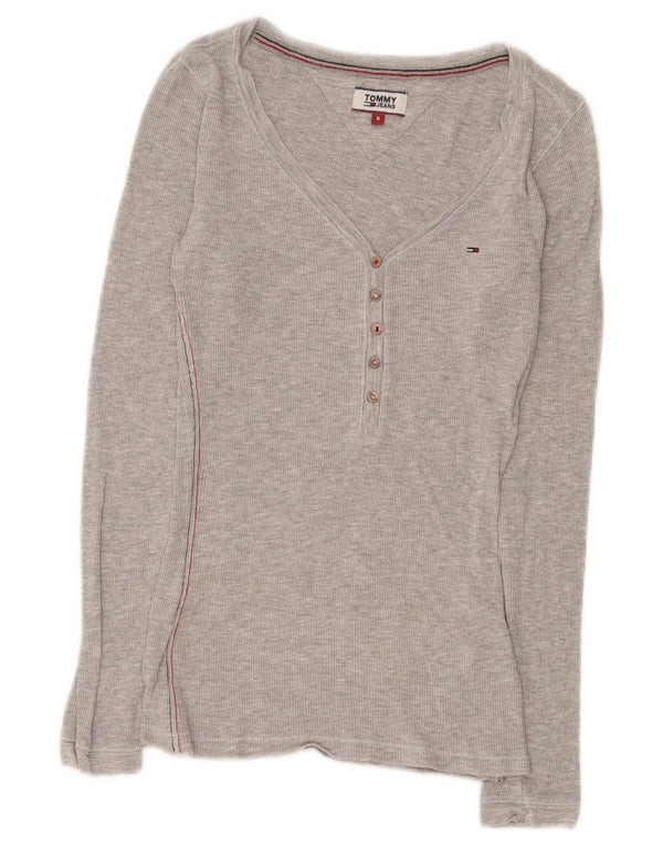 Tommy Hilfiger Haut à manches longues pour femme UK 8 Small Gris Viscose