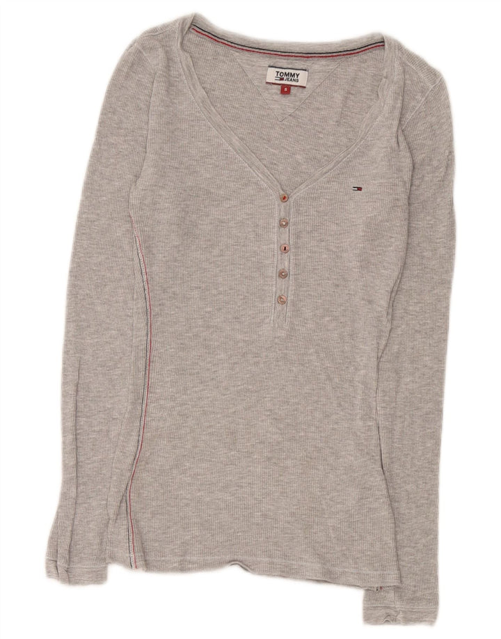 Tommy Hilfiger Haut à manches longues pour femme UK 8 Small Gris Viscose