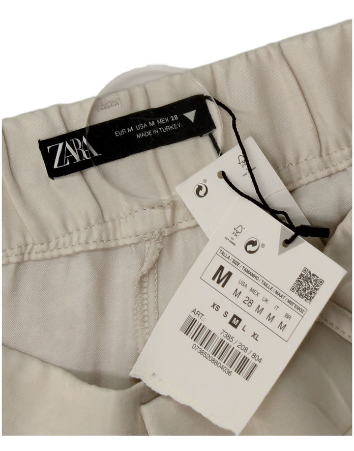 Zara Femme Short Chino Pegged Medium W28 Viscose Blanc Cassé