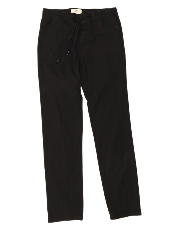 Marks & Spencer Pantalon droit décontracté pour homme Petit W30 L32 Coton noir