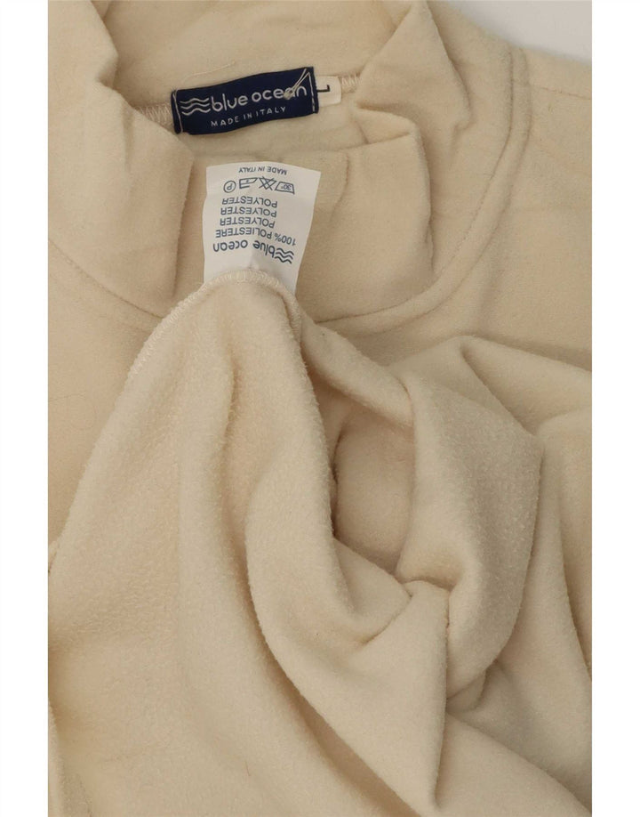 vintage Mens Velour Zip Neck Sweatshirt Jumper Grand Beige Polyester