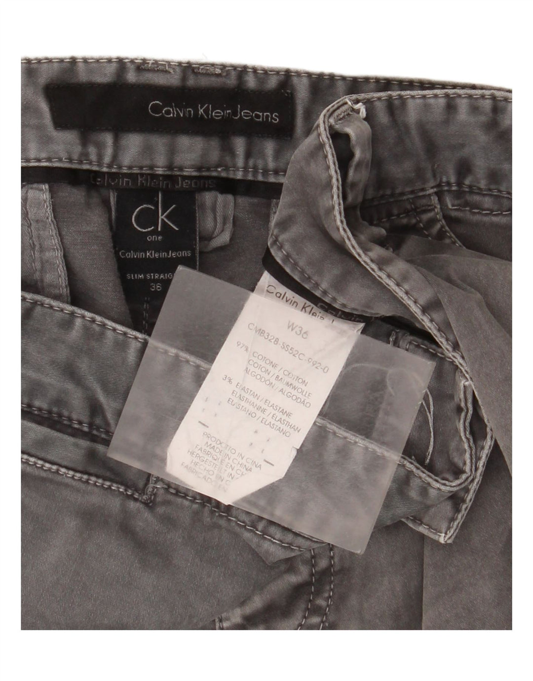 Calvin Klein Jean Slim Homme W36 L32 Gris Coton