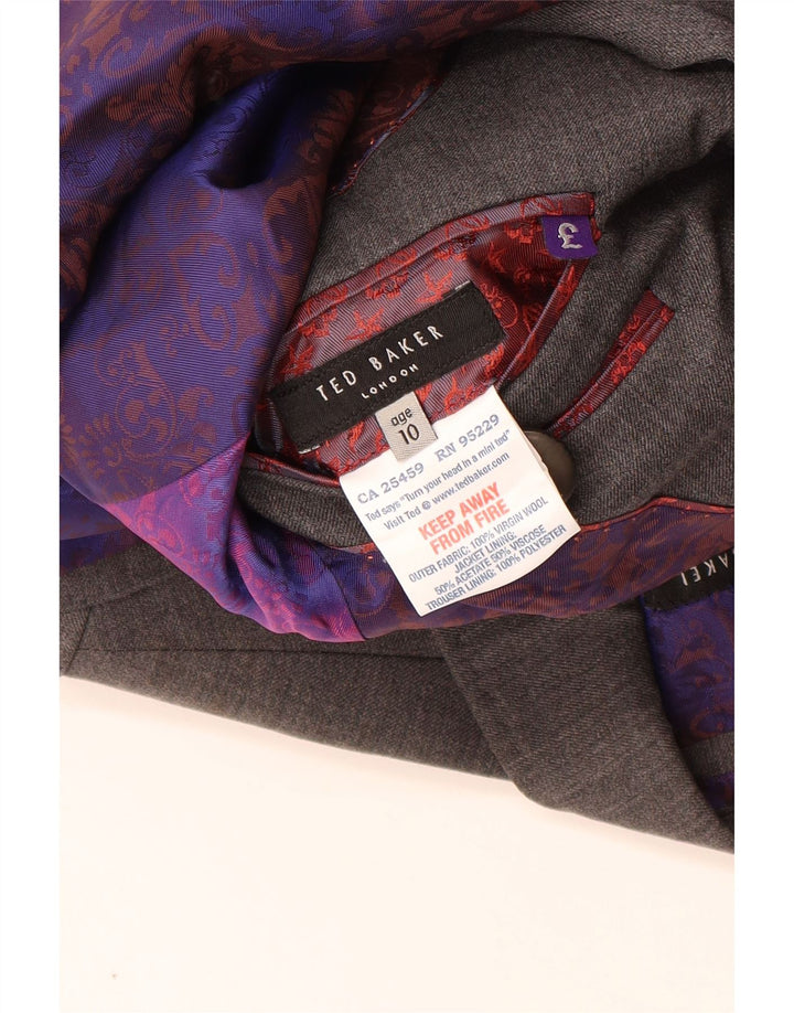Ted Baker Veste Blazer 2 Boutons Garçon 9-10 Ans Gris Laine Vierge