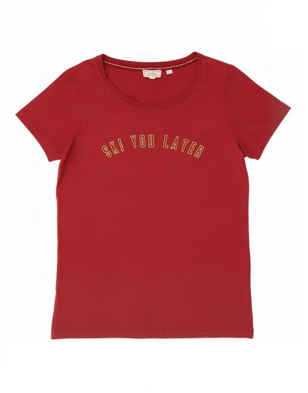 Fat Face Womens Graphic T-Shirt Top UK 8 Small Bordeaux Coton