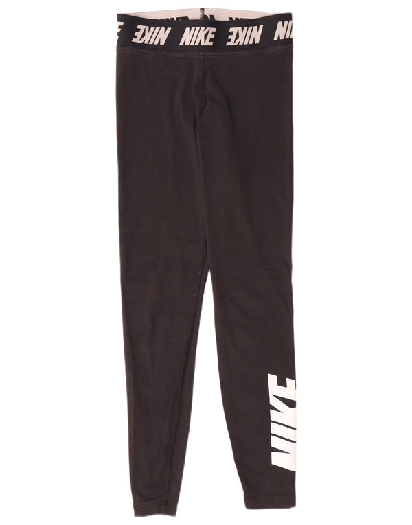 NIKE Leggings graphiques pour femmes UK 12 coton noir moyen