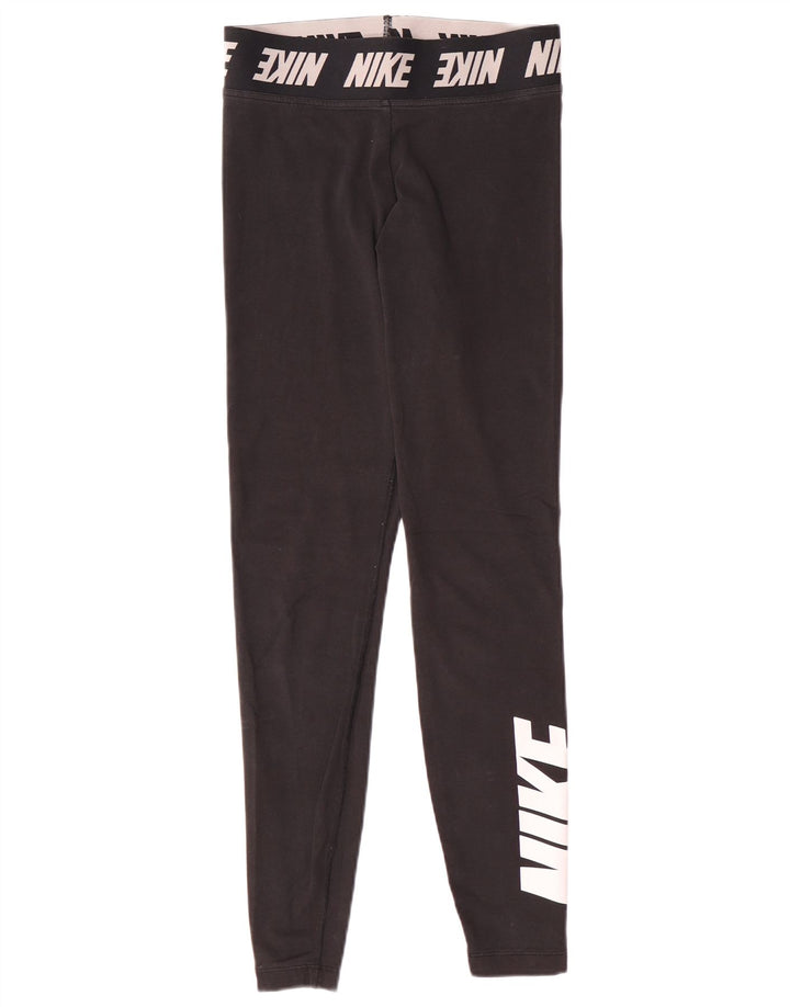 NIKE Leggings graphiques pour femmes UK 12 coton noir moyen