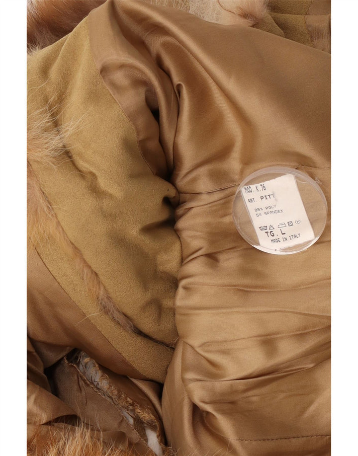 Veste rembourrée à capuche femme vintage UK 16 Grand Polyester Beige