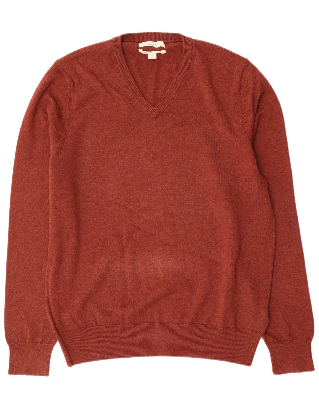 Marks & Spencer Pull col V pour homme en coton marron moyen