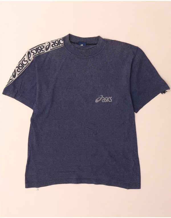 Asics Homme Graphic T-Shirt Top XS Bleu Marine Colorblock Coton
