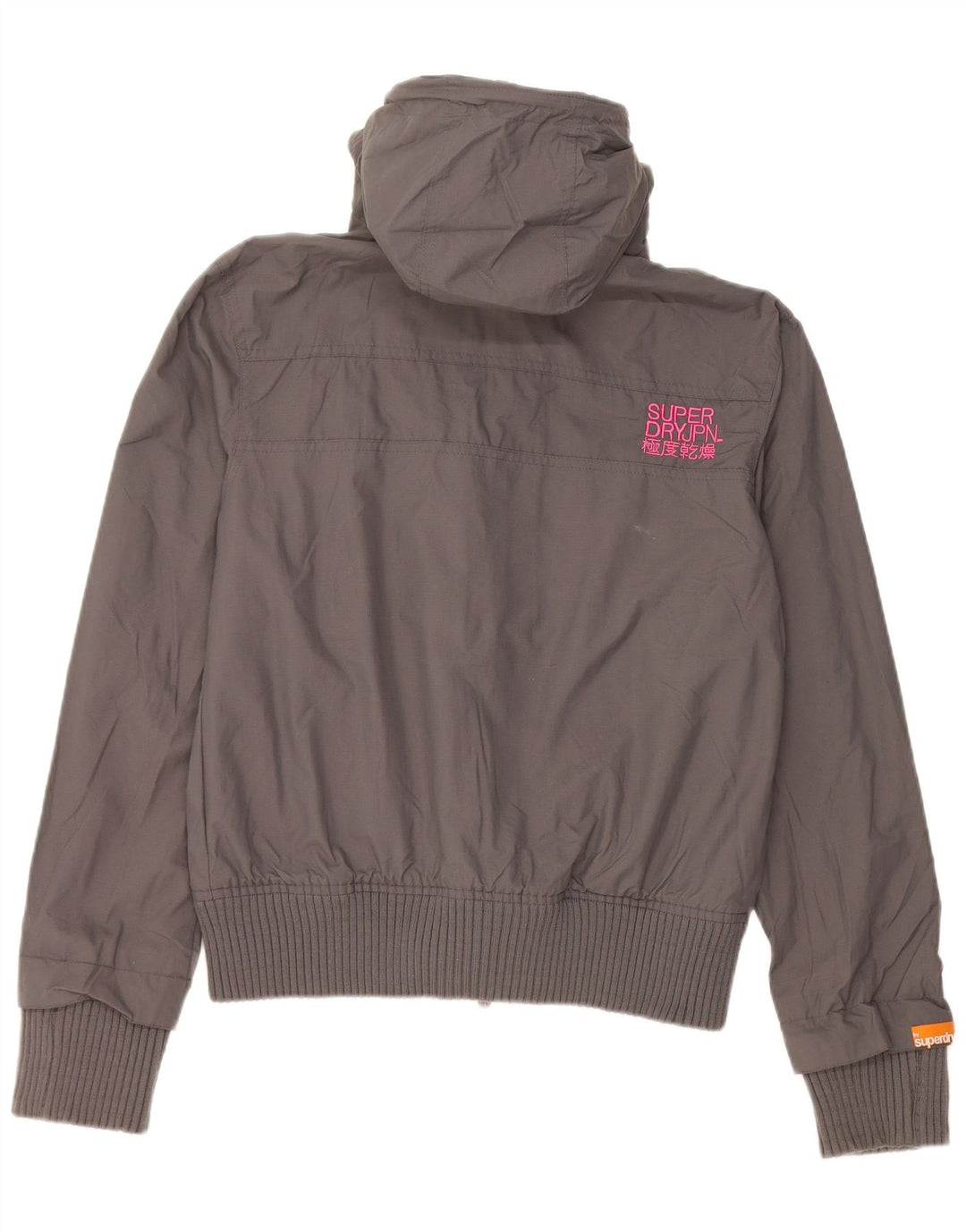 Superdry Veste de pluie à capuche pour femme UK 16 Large Gris Nylon