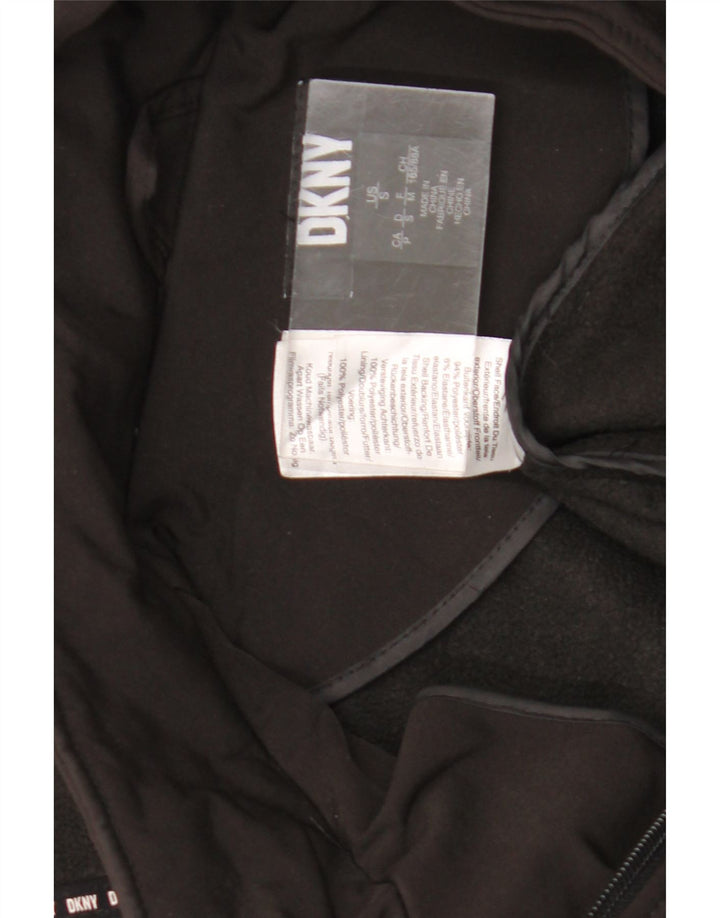 Dkny Trench-coat à capuche pour femme UK 10 Petit Noir Polyester