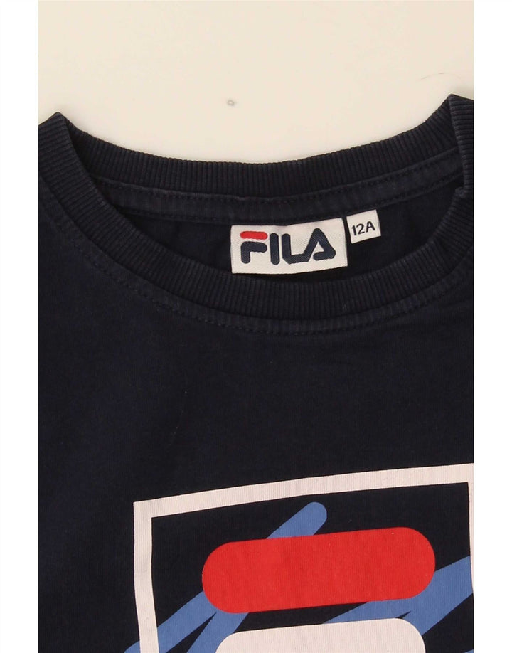 Fila T-Shirt Graphique Garçon 11-12 ans Bleu Marine