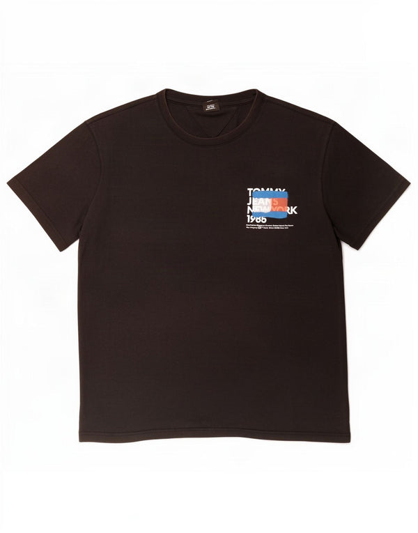 Tommy Hilfiger T-shirt graphique pour hommes, grand, en coton noir