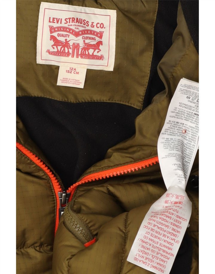 Levi's Veste matelassée à capuche pour garçon 11-12 ans Kaki Colourblock Polyester