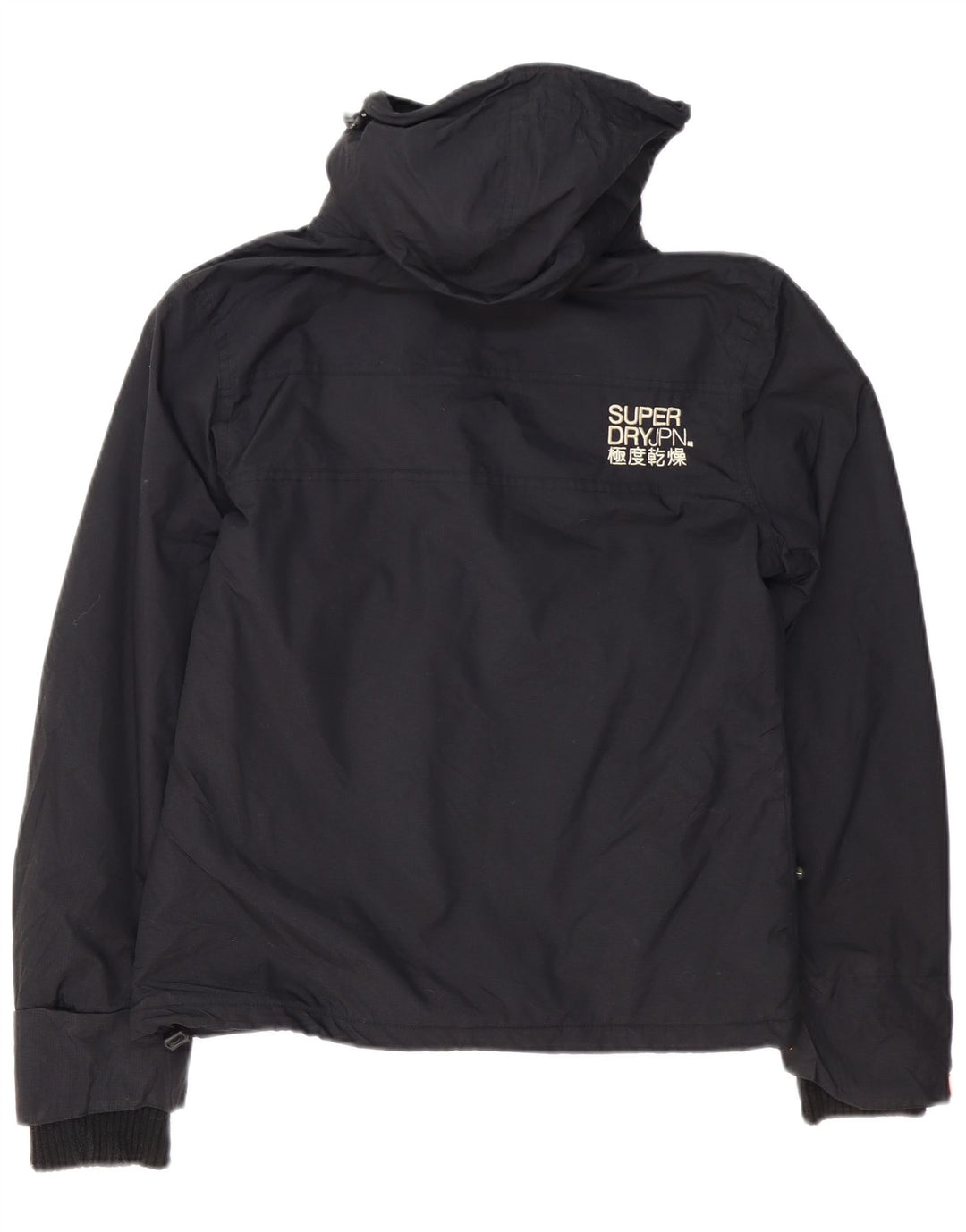 Superdry Veste coupe-vent à capuche graphique pour femme UK 16 Large Noir Nylon