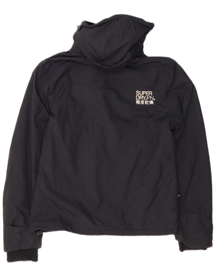 Superdry Veste coupe-vent à capuche graphique pour femme UK 16 Large Noir Nylon