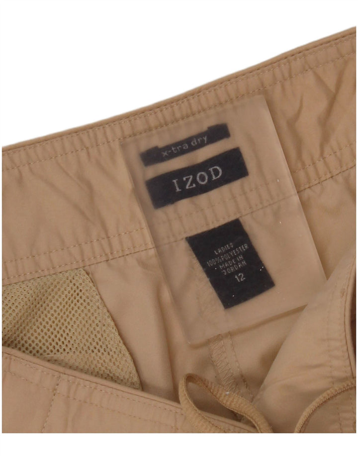 Izod Pantalon cargo capri pour femme US 12 Large W34 L21 Beige Polyester