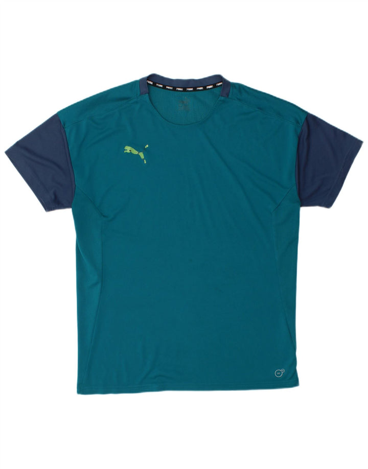 PUMA T-Shirt Homme Bleu Moyen Colorblock Polyester