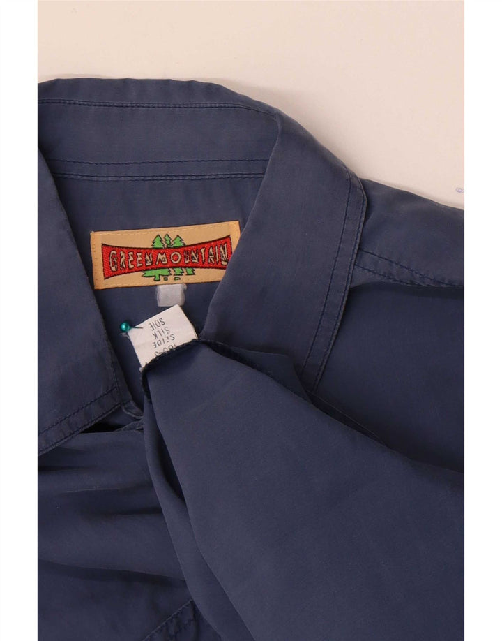 vintage Chemise à manches courtes pour hommes Grand classique en soie bleue