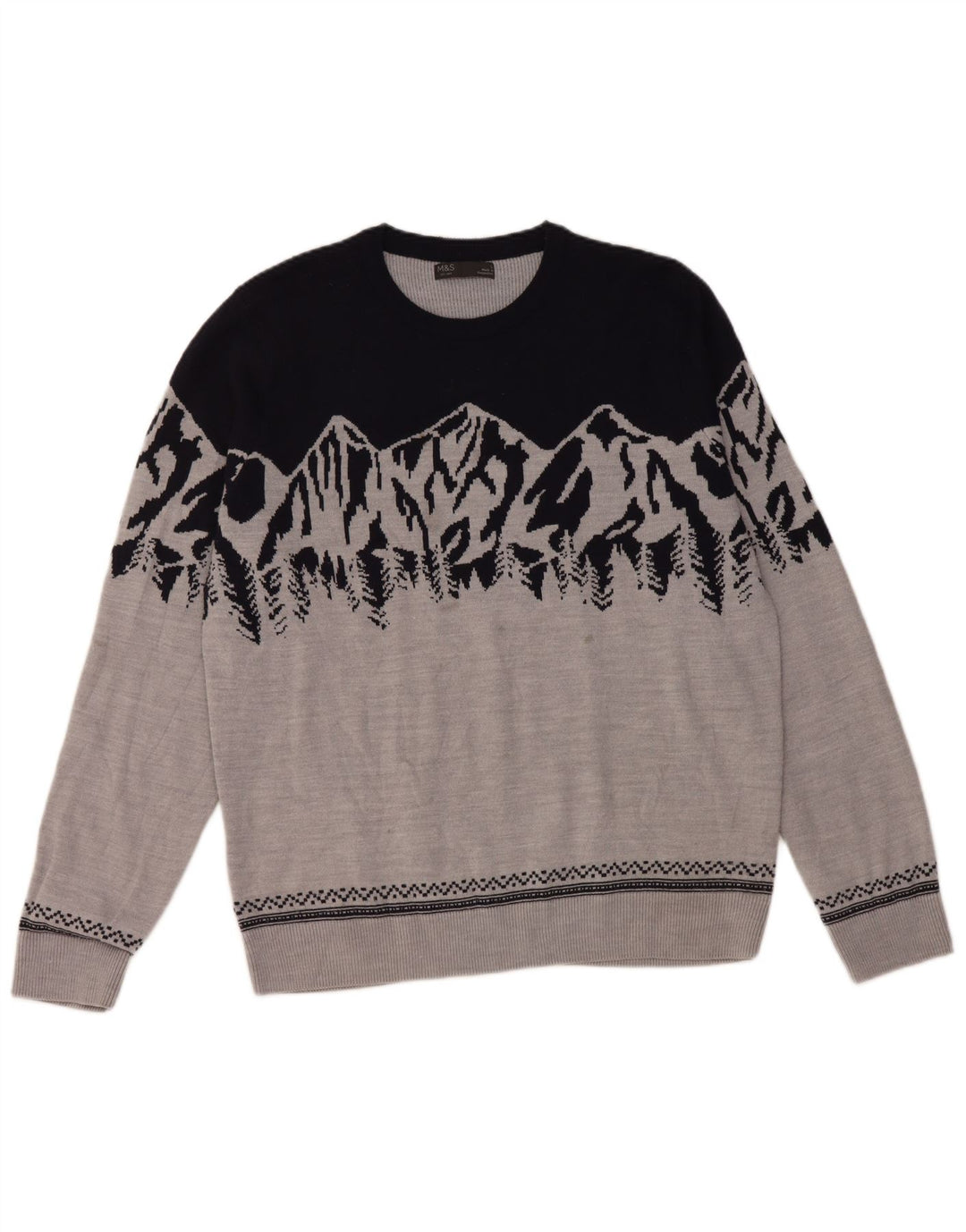 Marks & Spencer Pull à col rond pour homme Gris Large Colorblock