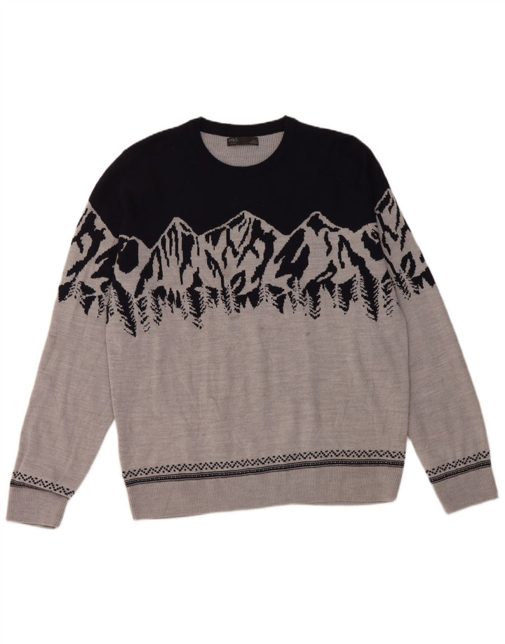 Marks & Spencer Pull à col rond pour homme Gris Large Colorblock
