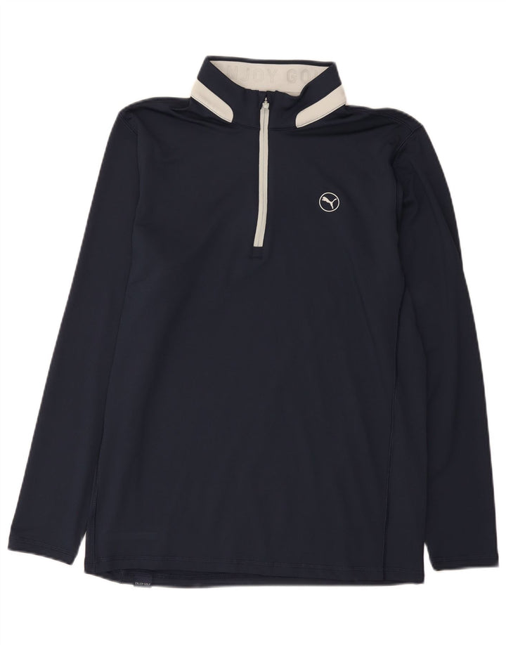Puma Haut à col zippé à manches longues pour homme Bleu marine moyen Polyester