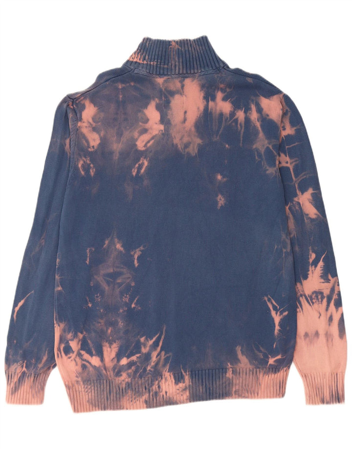 TOM TAILOR Pull Col Zippé Homme XL Bleu Tie Dye Coton