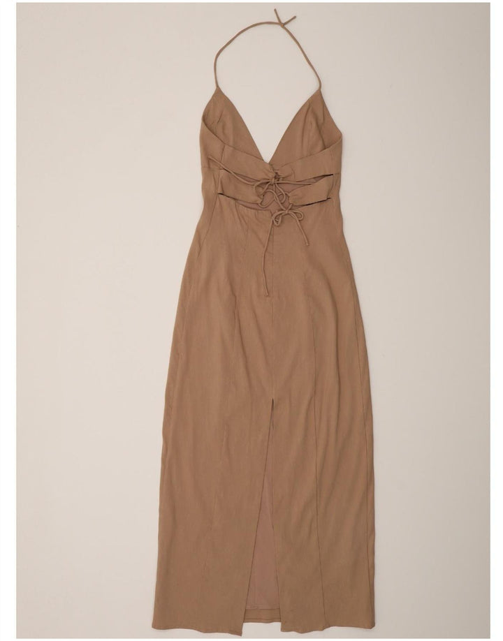Zara Womens Halter Dress UK 8 Petit Lin Beige