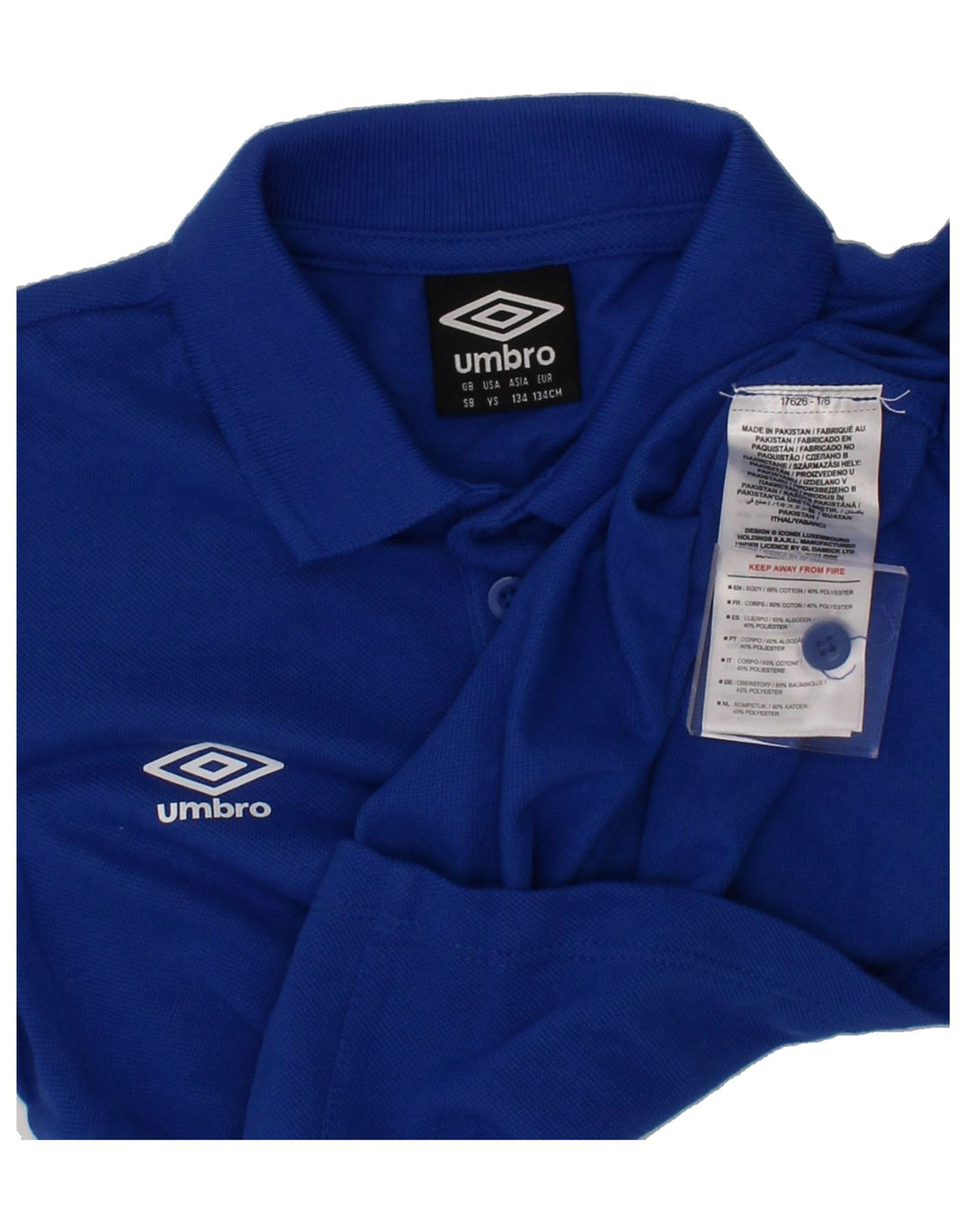 UMBRO Boys Polo Shirt 7-8 Years Small  Blue Cotton Vintage Umbro and Second-Hand Umbro from Messina Hembry 