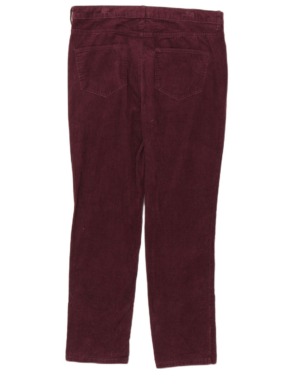 Marks & Spencer Pantalon en velours côtelé pour femme UK 14 Large W32 L28 Bordeaux