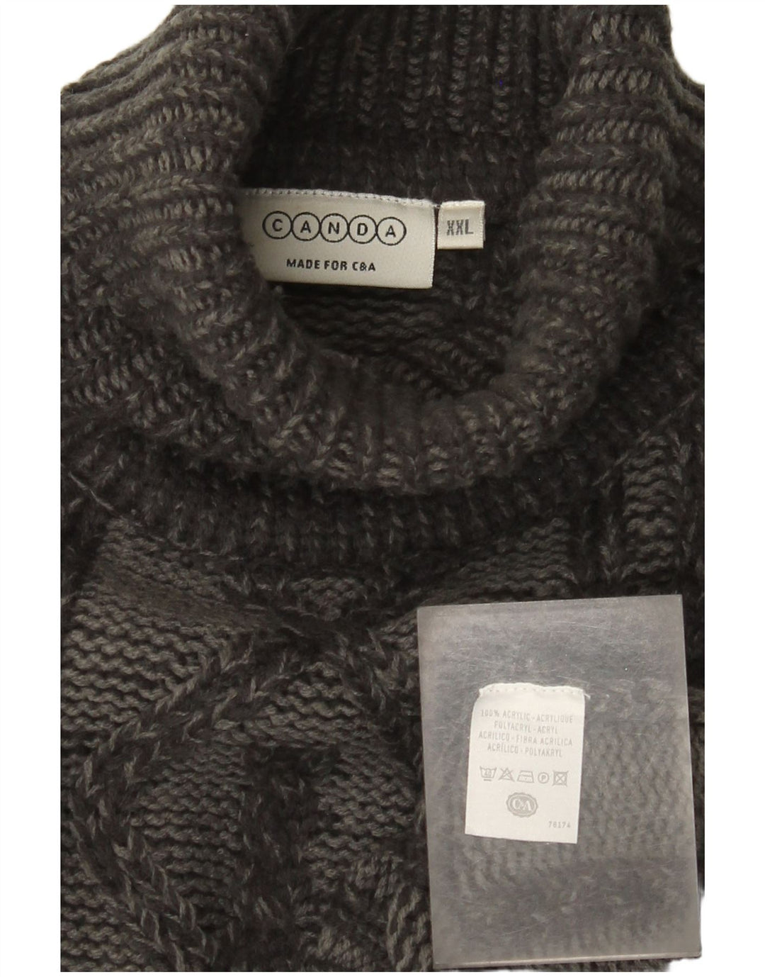 Canda Pull col roulé pour homme 2XL Gris Argyle/Diamant Acrylique