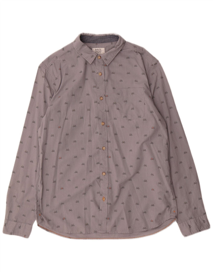 Chemise White Stuff Homme Coupe Classique à Motif Abstrait Large Gris Coton
