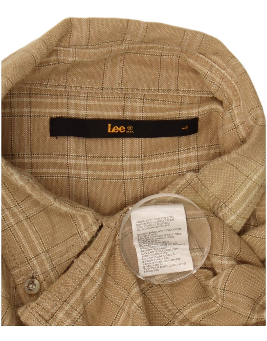 Lee Chemise en Flanelle Homme Grand Carreau Beige Coton