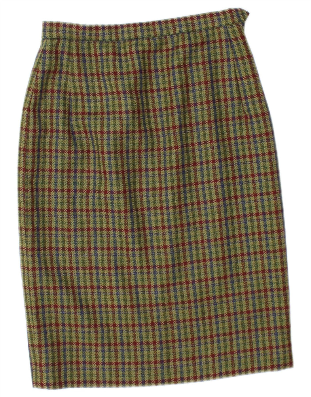 vintage Femmes 2 Bouton 2 Pièces Jupe Ensemble UK 12 Moyen W26 Kaki Check