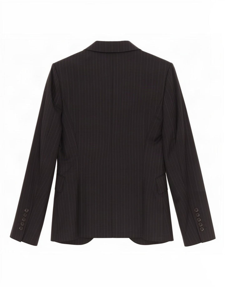 Zara Womens 1 Button Blazer Jacket EU 38 Petite laine rayée noire