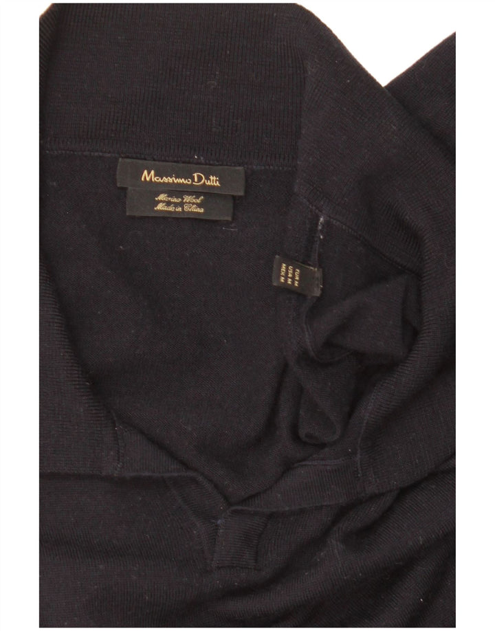 Massimo Dutti Pull à col polo pour femme UK 14 Bleu marine moyen